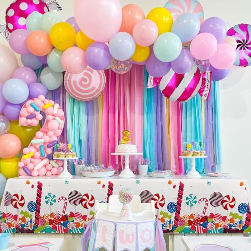 Sweet Candy Balloon Set Candies Theme Swirl Mylar Foil Balloons 12Pcs