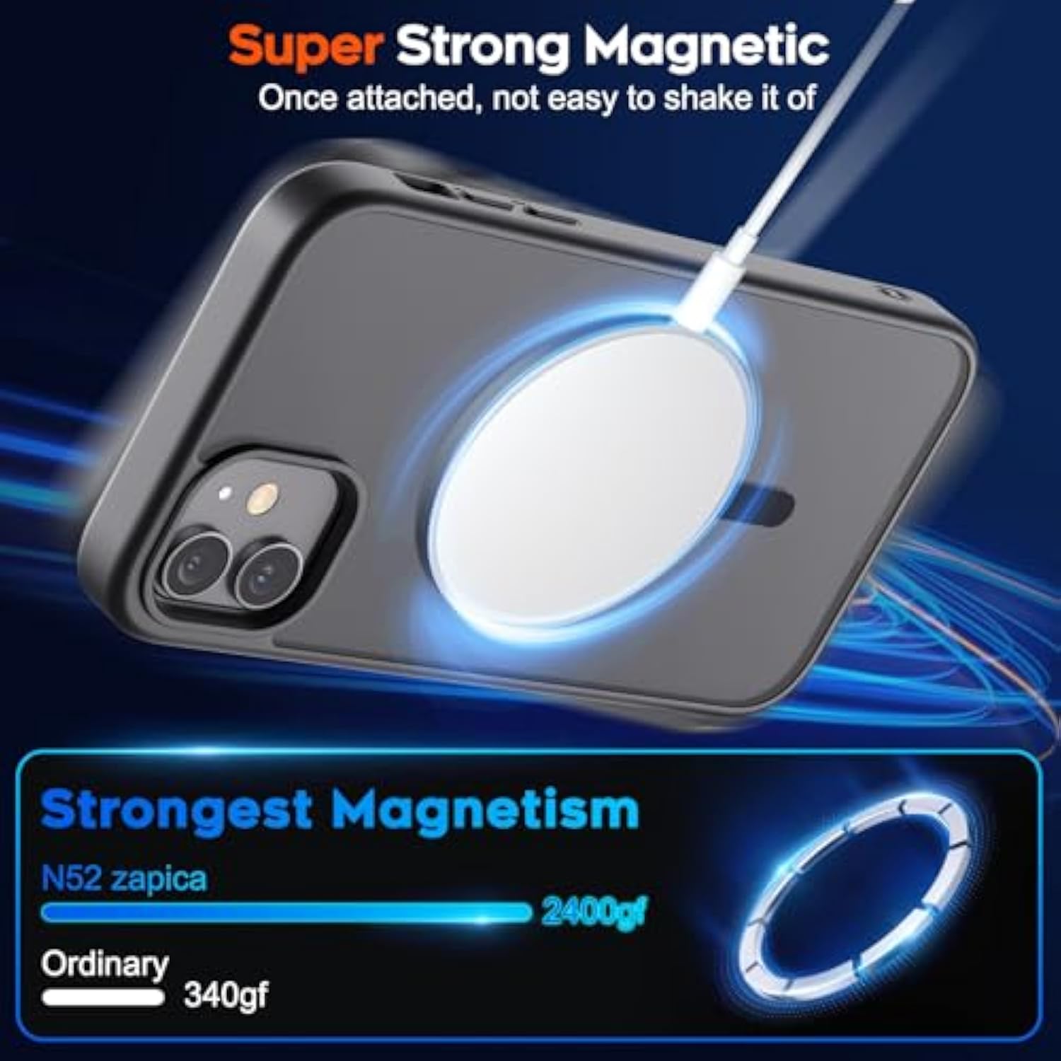 Magnetic For Iphone 11 Phone Case, [Compatible With Magsafe] [Military Grade Drop Protection] Translucent Matte Shockproof Anti-Scratch Phone Case, Black