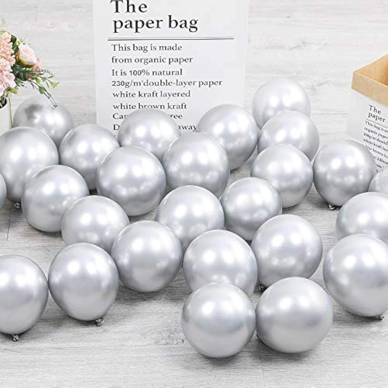 100Pcs 5Inch Tiny Purple Silver Chrome Metallic Latex Balloons For Bir