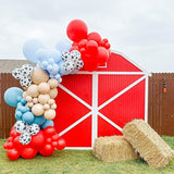 Farm Animal Theme Balloon Garland Arch Kit Red Blue White Latex Balloons Garland With Cow Print Balloons For Kid Barn Yard Farmhouse Country Western Cowboy Birthday Party Supplies Decoration