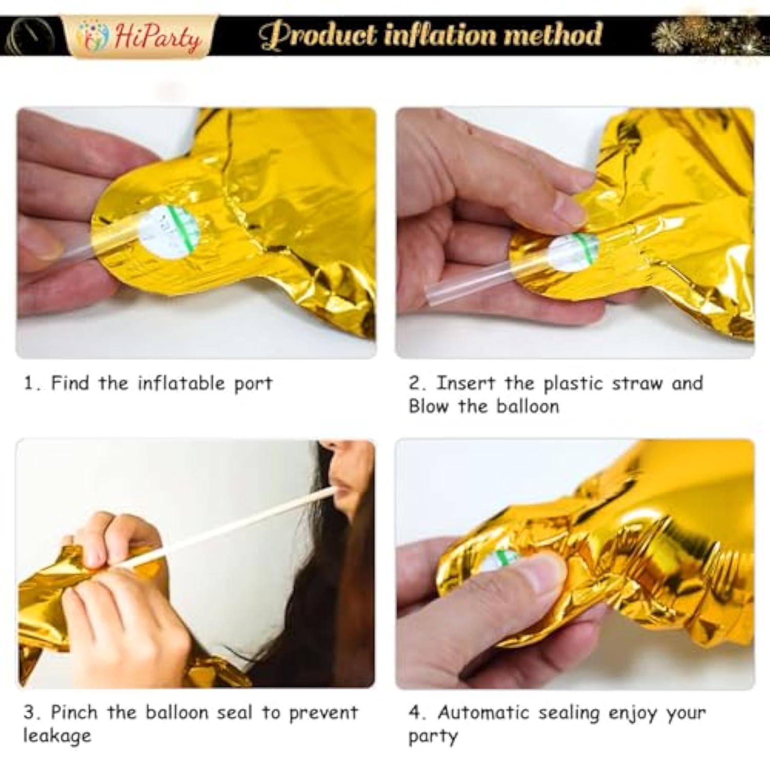 Gold Happy New Year Banner Balloons, 16Inch New Years Eve Party Suppli