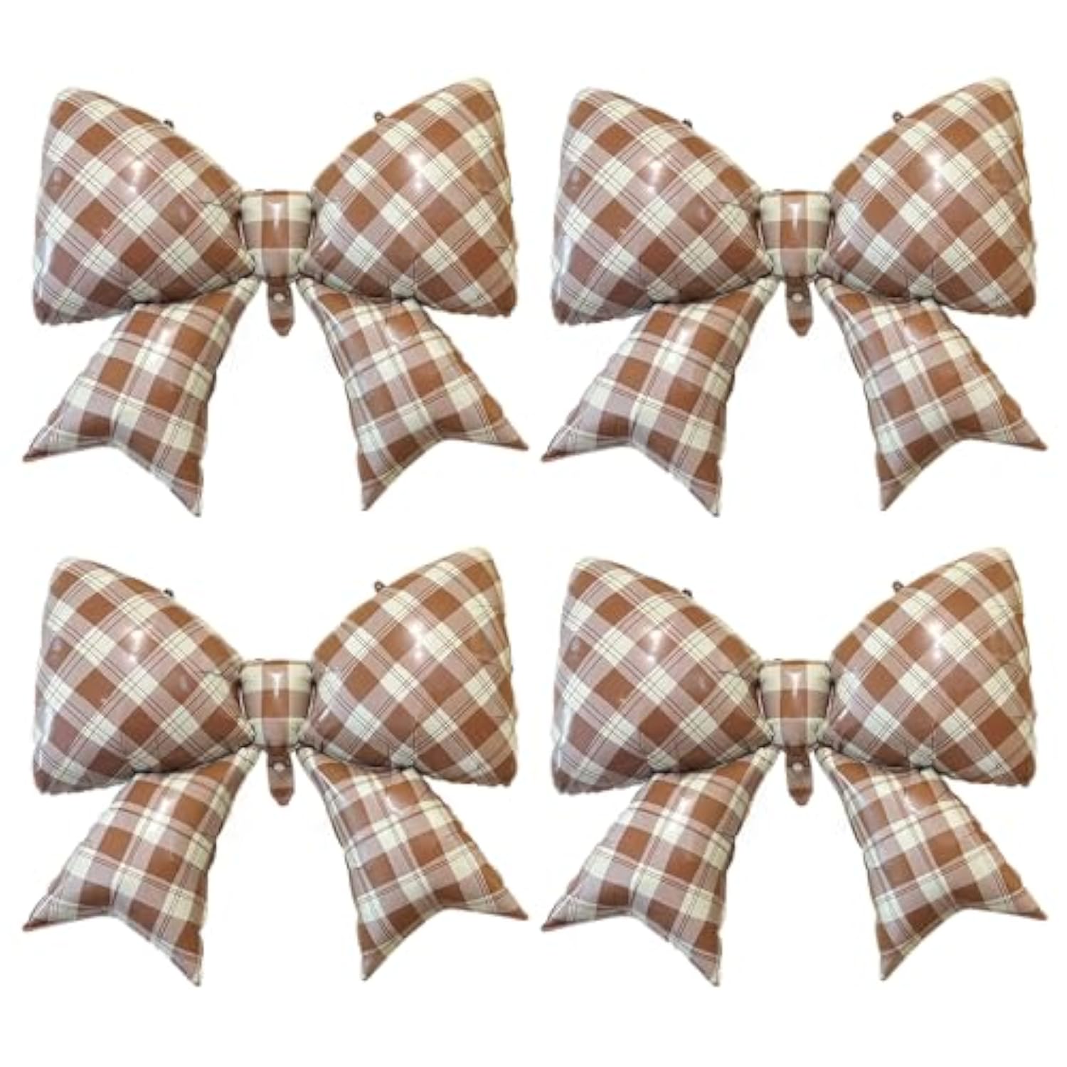 Brown Plaid Bow Foil Balloons Checkered Gingham Coffee Themed Bridal Baby Shower Party Decor