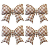 Brown Plaid Bow Foil Balloons Checkered Gingham Coffee Themed Bridal Baby Shower Party Decor