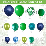 Blue & Green Balloon Garland Kit: Navy, Chrome, and Confetti Party Decor