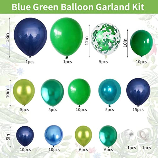 Blue And Green Balloon Garland Kit, Navy Blue Dark Green Balloon Garla