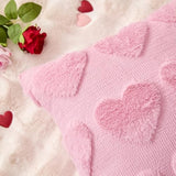 Valentines Day Throw Pillow Covers 18X18 Inch Set Of 2 For Valentines Day Decorations Pink Soft Plush Faux Fur Wool Love Heart Pillow Covers For Sofa Living Room Couch Bed
