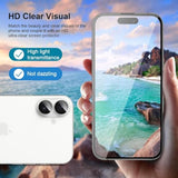2 Pack Full 9H+ Military Grade Glass Screen Protector For Iphone 16 + 2 Pack Camera Lens Protector With Easy Installation Frame Case Friendly Shatterproof Tempered Glass 9H+ Hardness Hd Clear Anti-Scratch Glass Full Edge Coverage (6.1) Iphone 16
