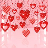 40Ct Glitter Valentine Hanging Swirl Decoration Heart Swirls Ceiling Streamers Strings, Happy Valentine'S Day Decor Anniversary Wedding Birthday Bridal Shower Bachelorette Party Supplies