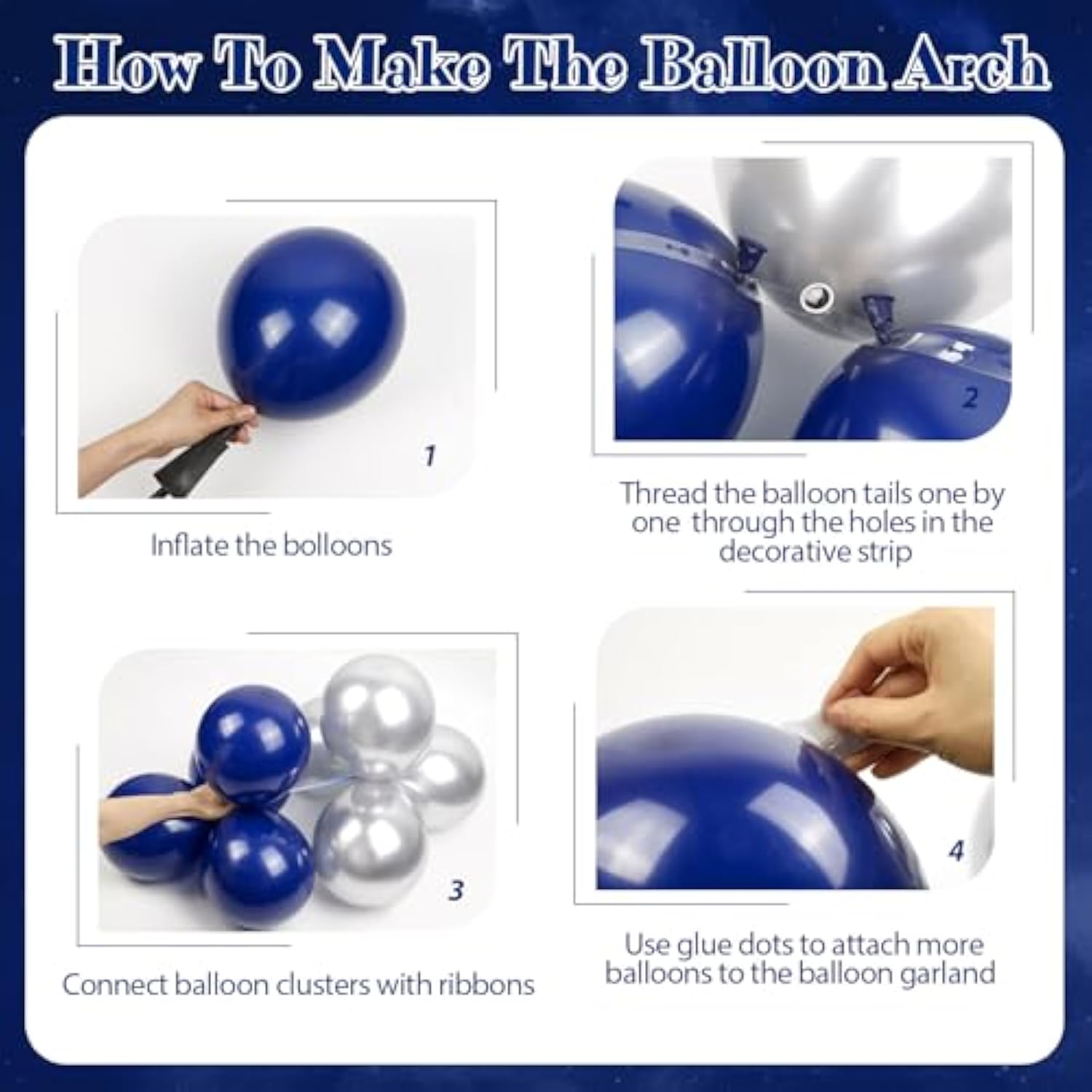 Blue And Silver Birthday Decorations, Blue White Silver Balloons Banner Tablecloth Backdrop For Happy Birthday Decorations For Men