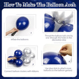 Blue And Silver Birthday Decorations, Blue White Silver Balloons Banner Tablecloth Backdrop For Happy Birthday Decorations For Men