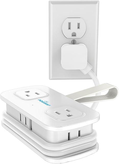 Cruise Approved Travel Power Strip 4 Outlets 3 USB Ports 2 USB C 4FT Extension Cord White