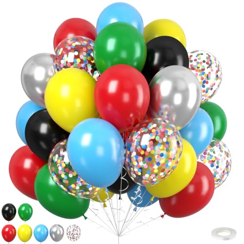 Red Yellow Blue Green Balloon, 50PCS 12Inch Multicolor Party Balloons