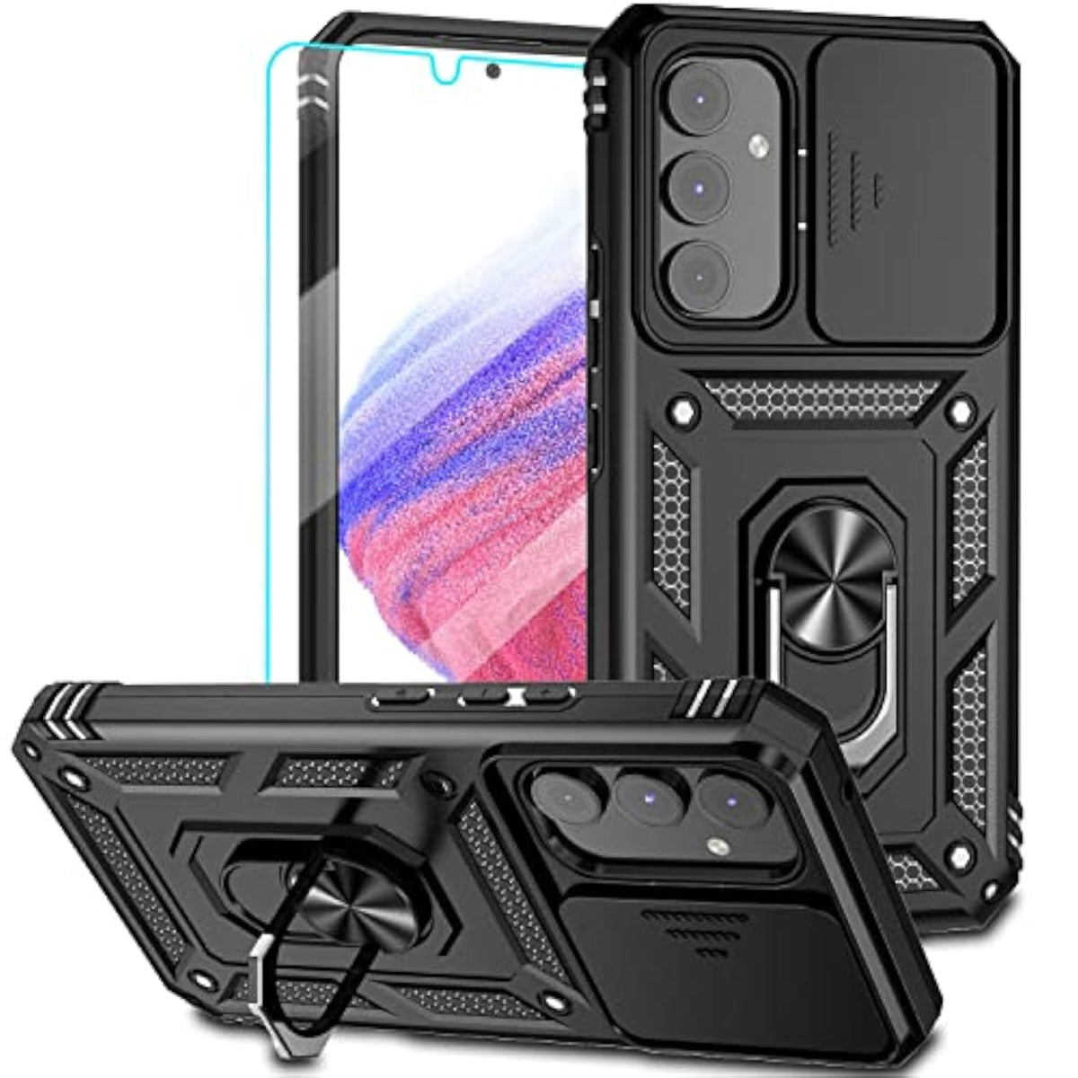Military Grade Protective Case for Samsung Galaxy A54 5G with Screen Protectors and Camera Cover, 16ft Drop Tested, Black