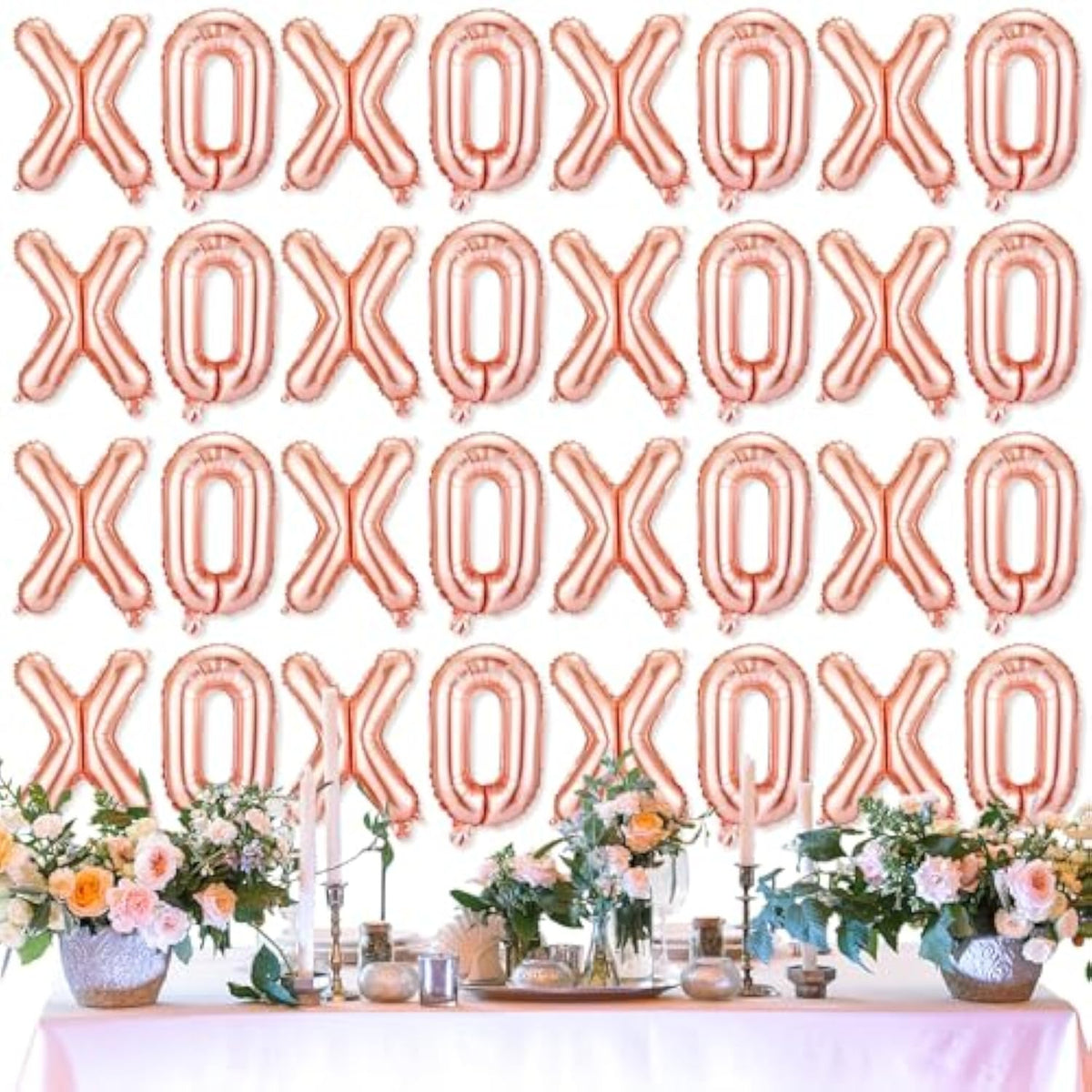32 Pcs Valentines 16 Inches Xoxo Balloons Xoxo Letter Foil Balloons Banner Decorations For Wedding Bachelorette Party Supply(Rose Gold)