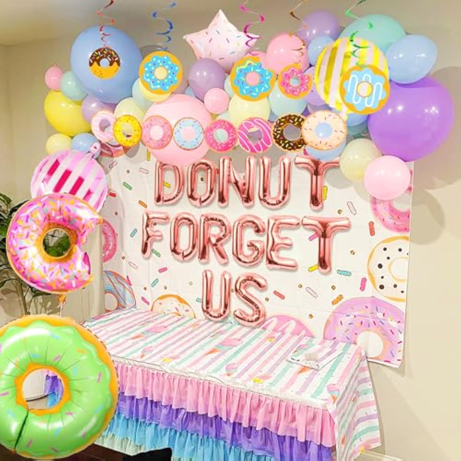 25 Pcs Donut Forget Us Party Decoration Going Away Decor Farewell Decor Career Change Bachelorette Retirement Party Decorations Supplies Rose Gold