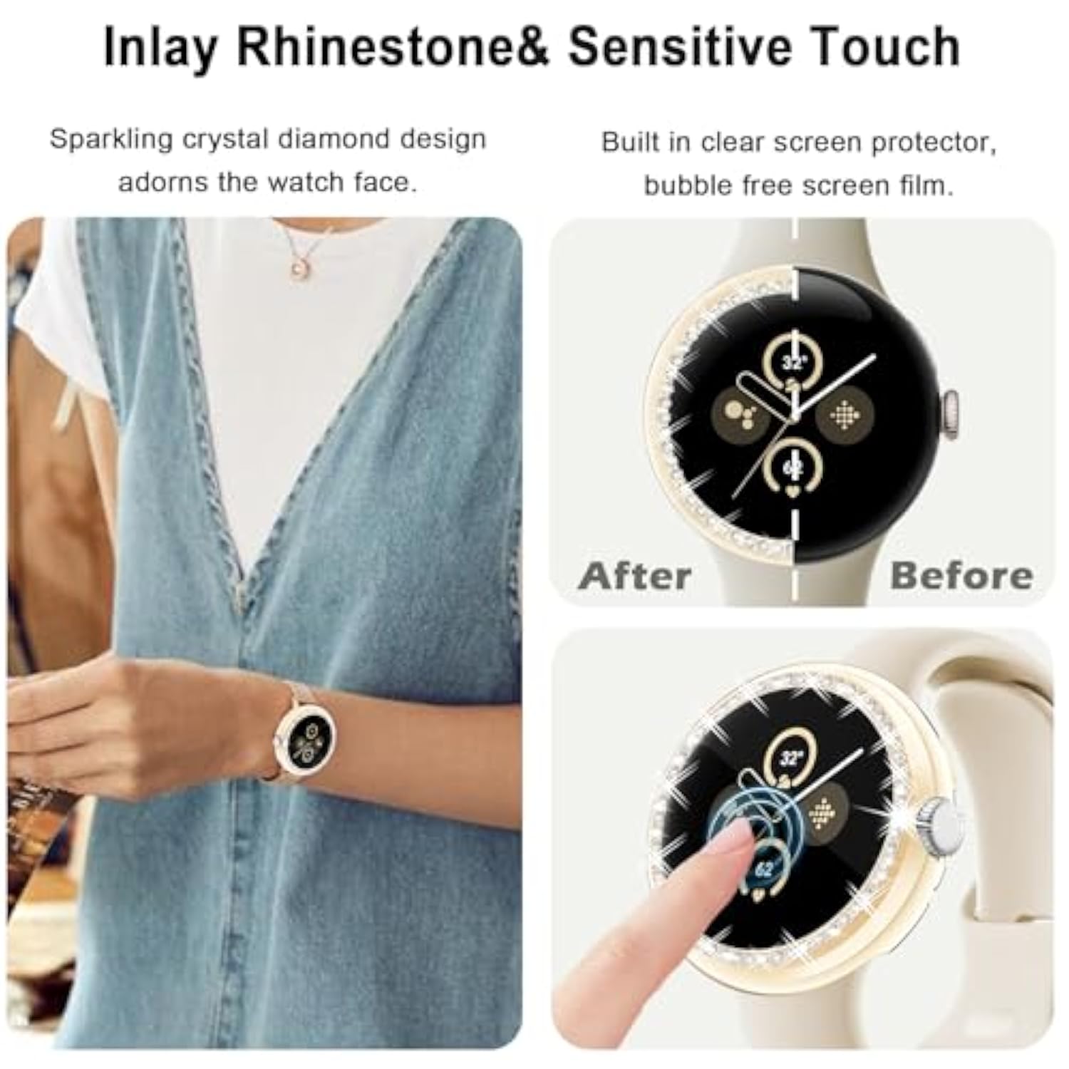 16-Pack Bling Case Compatible With Google Pixel Watch (41Mm), Tpu Flexible Glitter Screen Protector, Sparkling Face Cover For Pixel Watch 1/2/3 (16 Colors)