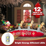 10 Ft Santa Sleigh With Reindeer Christmas Inflatables Outdoor Decorations, Christmas Blow Up Yard Decorations For Garde