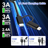Usb To Usb-C And Lightning Cable Combo 2 In 1 Coiled Cable Apple Carplay & Android Auto Compatible [Mfi & 3A Fast Charge & Data Sync] Coiled Lightning And Usb C Cable For Iphone 16/15/14/13/12/Android