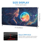 Extended Xxl Desk Mat, Fantasy Space Gaming Mouse Pad,Mouse Pad Gaming For Gamer, Office & Home?31.5X15.7 Inches,Mouse Pad Anime With Rainbow Planet,Computer Mats For Desktop