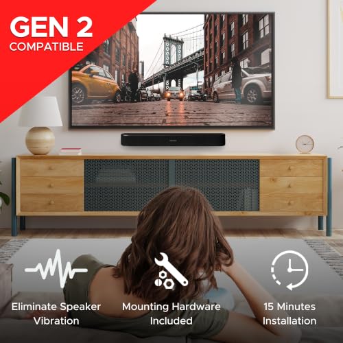 Soundbar Mount for Sonos Beam Compatible with Generation 1 & 2 Sonos Beam Sound Bar Includes All Necessary Mounting Hardware, Mounts Bracket, Black