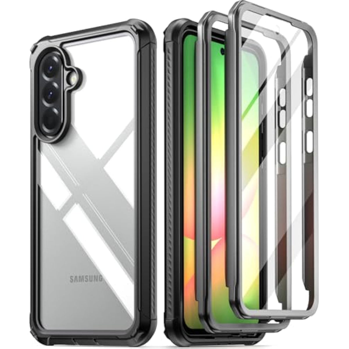 Guardian Case For Samsung Galaxy A56 5G, [2 Front Frame] [20 Ft Mil-Grade Drop Tested] Full-Body Hybrid Shockproof Cover With Built-In Screen Protector, Black/Clear