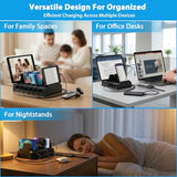 Charging Station for Multiple Devices, 6 Port USB Desktop Charger Dock Compatible with iPad, , Android, Tablet, Family Multi Phone Charging
