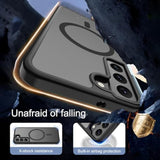 For Samsung Galaxy S22 Case [Compatible With Magsafe] Translucent Matte Magnetic Phone Case,Slim Thin Duty Shockproof Protection Cover With 2Pc Hd Screen Protector-Black