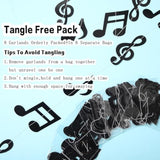 8 Pcs Music Notes Party Decorations Musical Birthday Hanging Decorations Music Notes Paper Garland Banner For 50S 80S Birthday Baby Shower Wedding Party Supplies Ceiling Decor(Black)