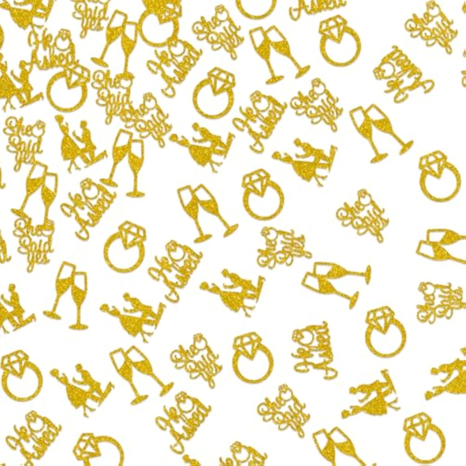 150 Pcs Engagement Party Decorations, Gold Glitter He Asked She Said Yes Confetti, Diamond Ring Table Scatter, Bridal Shower Engagement Wedding Party Decorations Supplies