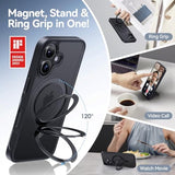 Designed For Iphone 17 Case With Magnetic Invisible Stand [Military Drop Protection] [Compatible With Magsafe] Shockproof Translucent Matte Slim Phone Cover 6.3", Black