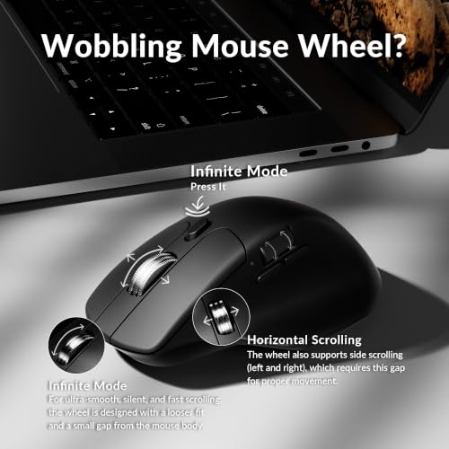 M6 Silent Wireless Gaming Mouse, 1000Hz Polling, Bluetooth 5.3/2.4Ghz/Wired, Pixart 3311 Optical Sensor Up To 12,000 Dpi, Lightweight 3.03 Oz(86G), Programmable, For Windows/Mac/Linux Black