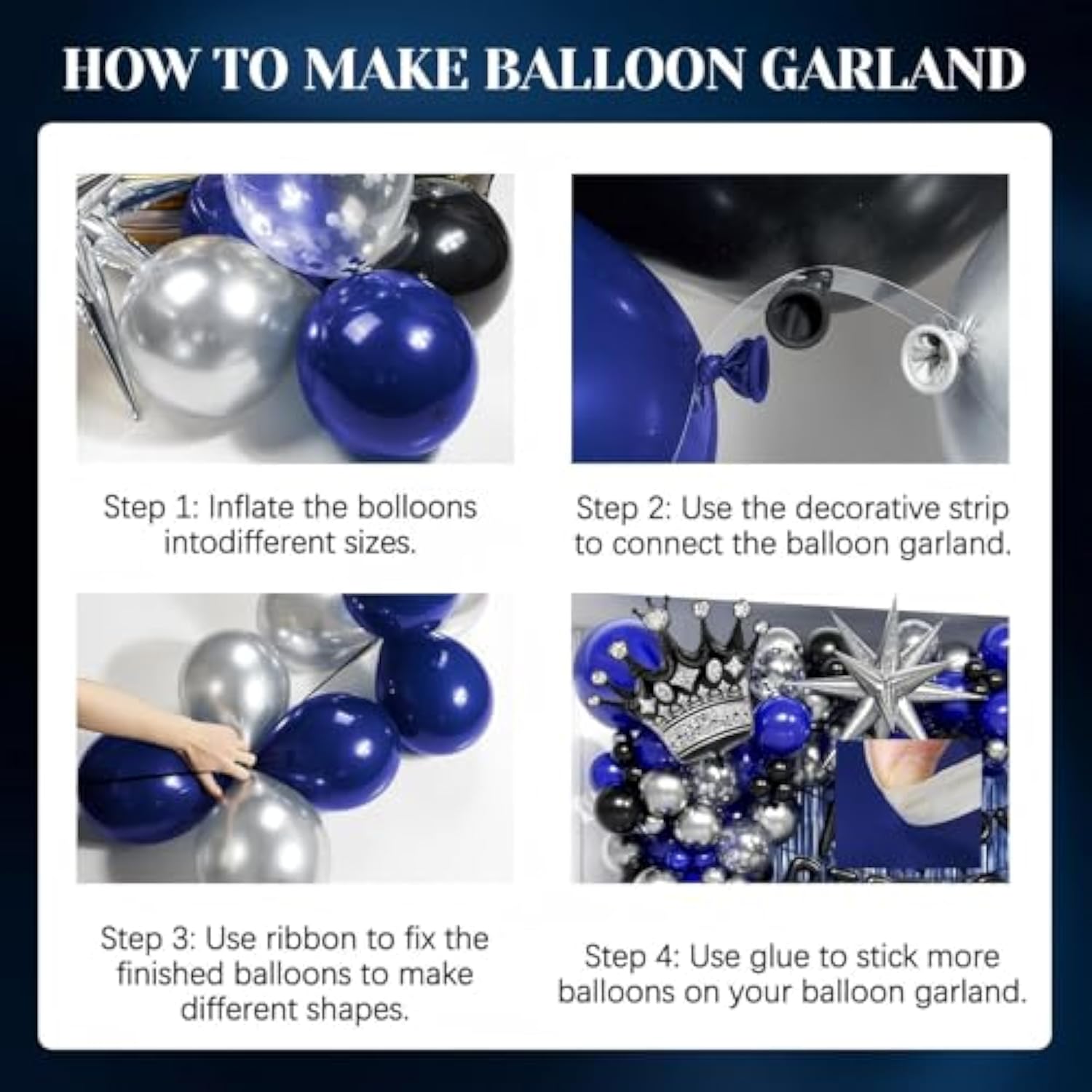 Blue And Black Happy Birthday Decorations For Men With Happy Birthday Banner, Fringe Curtains, Birthday Party, Balloon Kits For 21St,25Th 27Th 30Th 35Th 40 50 60Th Birthday Decorations