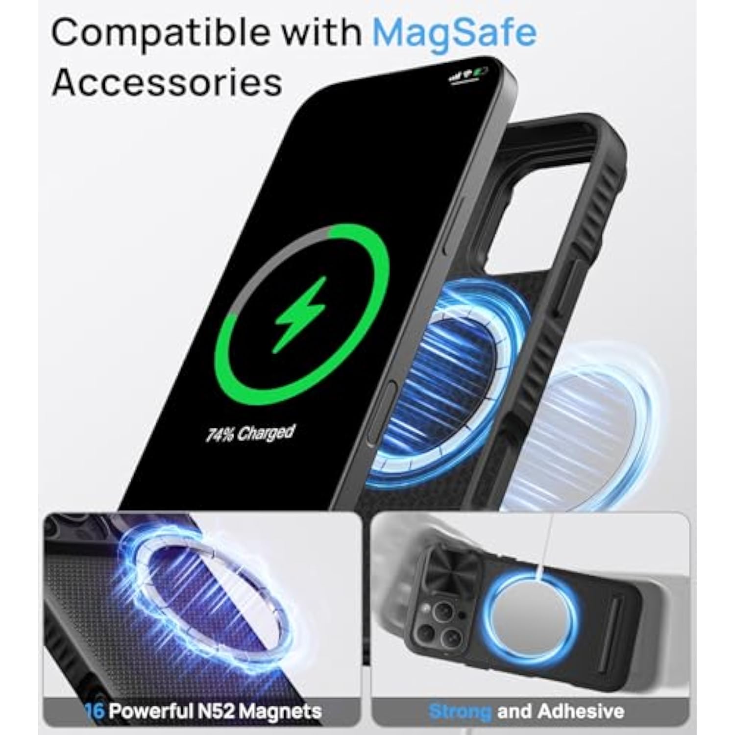 For Iphone 16 Pro Max Case With Stand, Compatible With Magsafe, Slide Camera Cover, Slim Fit, Military-Grade Protection, Rugged Hard Magnetic Men Phone Case For Iphone 16 Pro Max 2024, Black