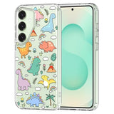 Case For Samsung Galaxy S25 Plus, [Buffertech 6.6Ft Military-Grade Drop Protection] [Anti Peel Off Tech] Clear Tpu Bumper Phone Case Cover Design - Dinosaur Land