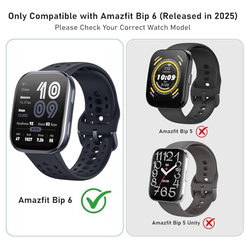 Case Compatible with Amazfit Bip 6 Smart Watch 46mm, 4-Pack Hard PC Cover with HD Tempered Glass Screen Protector Anti-scratch Ultra-thin Shell for