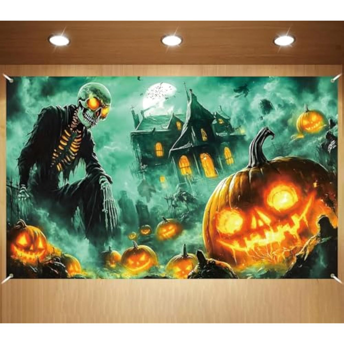 Halloween Photo Backdrop Skeleton Pumpkin Haunted Castle Party Decorations