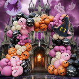 196Pcs Halloween Balloon Arch Kit with Ghost Spider Foil Balloons Party Decor