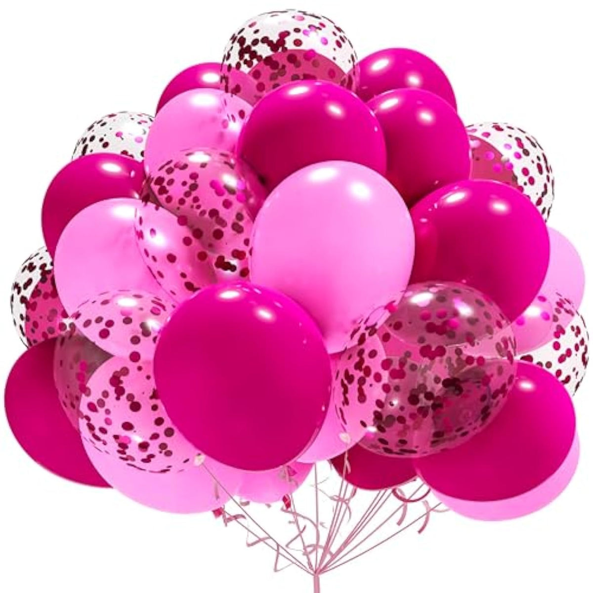 Hot Pink Pink Balloons 12In 60Pcs Premium Latex Magenta Confetti With 64Ft Ribbon