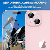 iPhone 15/15 Plus Camera Lens Protector Bling Metal Diamond 9H Scratchproof Pink