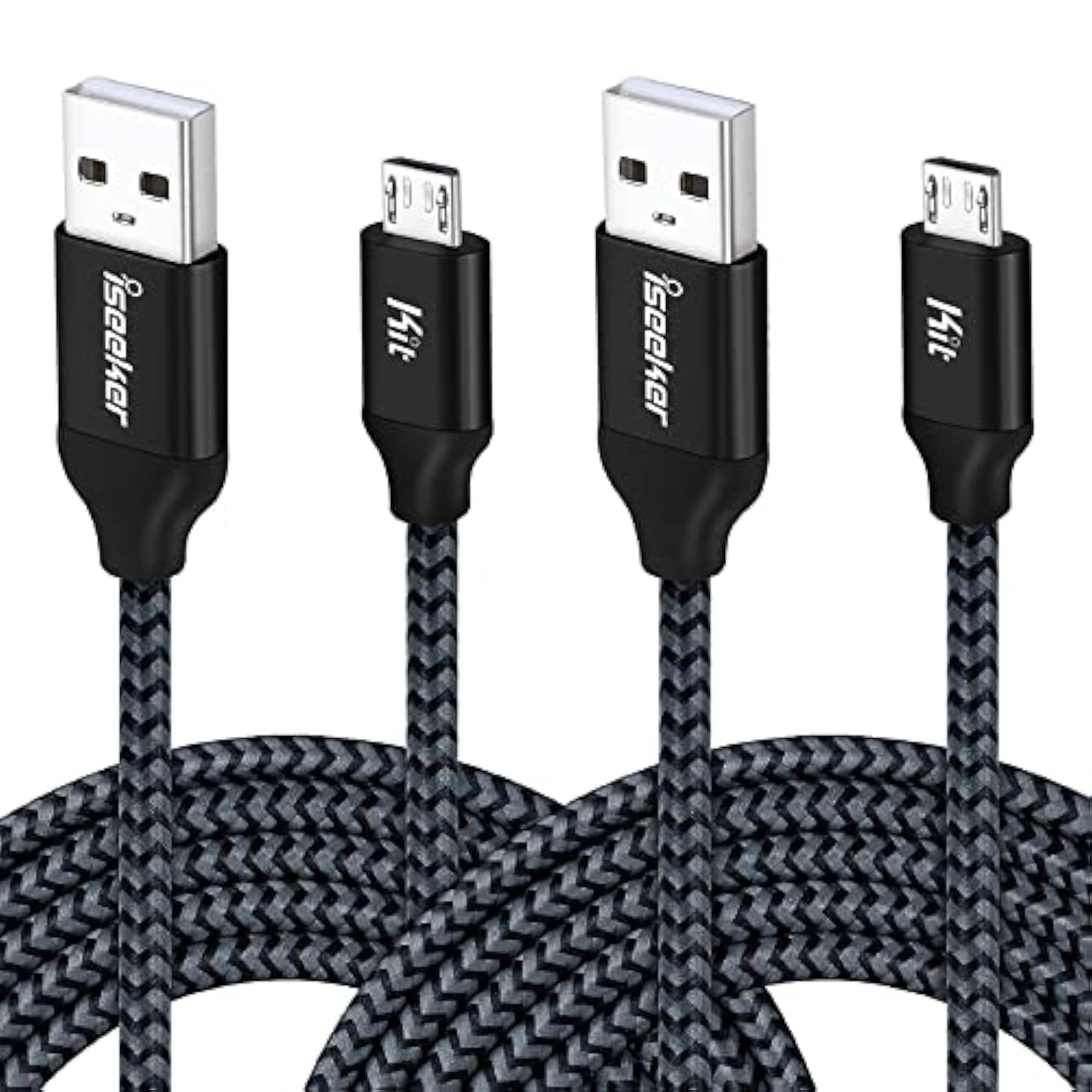 Usb Cable 15Ft Extra Long Braided Micro Usb Charging Cords [2Pack] Compatible For Android/Windows/Ps4 Controller/Samsung Galaxy S7 S6 Plus And More(Black)