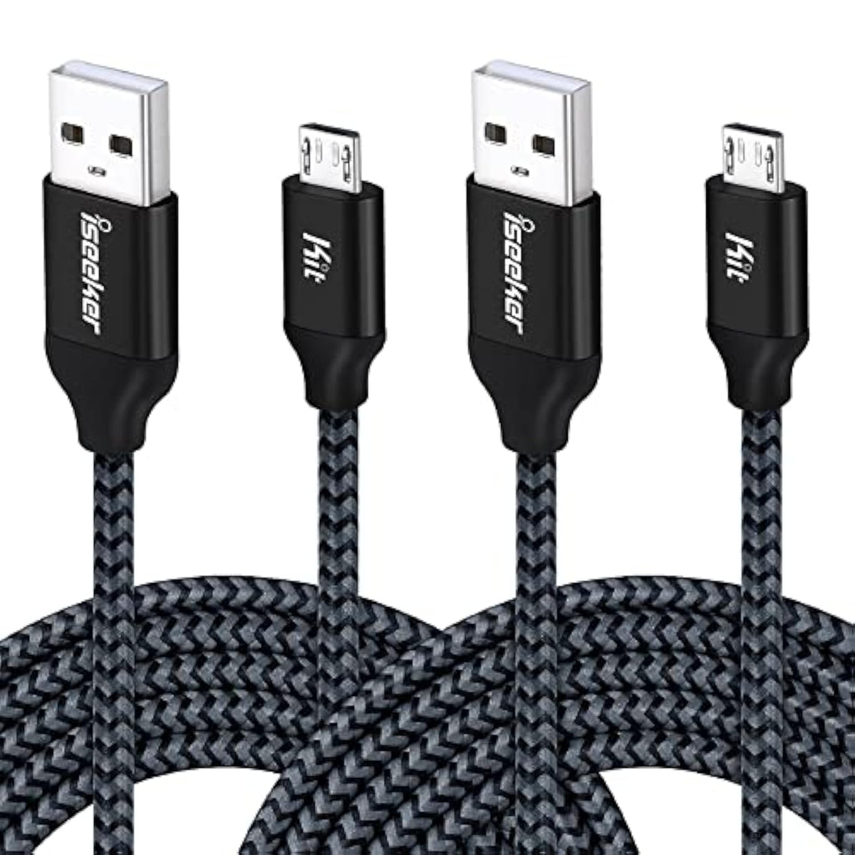 Usb Cable 15Ft Extra Long Braided Micro Usb Charging Cords [2Pack] Compatible For Android/Windows/Ps4 Controller/Samsung Galaxy S7 S6 Plus And More(Black)