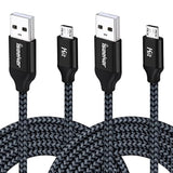 Usb Cable 15Ft Extra Long Braided Micro Usb Charging Cords [2Pack] Compatible For Android/Windows/Ps4 Controller/Samsung Galaxy S7 S6 Plus And More(Black)