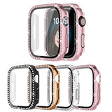 4 Pack Bling Case For Apple Watch Series 9/8/7 41Mm, Glitter Rhinestone Diamonds Protective Case With Tempered Glass Screen Protector Cover For Iwatch 41Mm Women