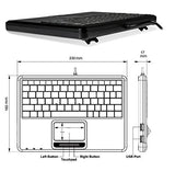 Periboard-510H Plus, Wired Super Mini Usb Touchpad Keyboard, X Type Scissor Keys With 2 Built-In Hubs, Black, Us English Layout (11005)
