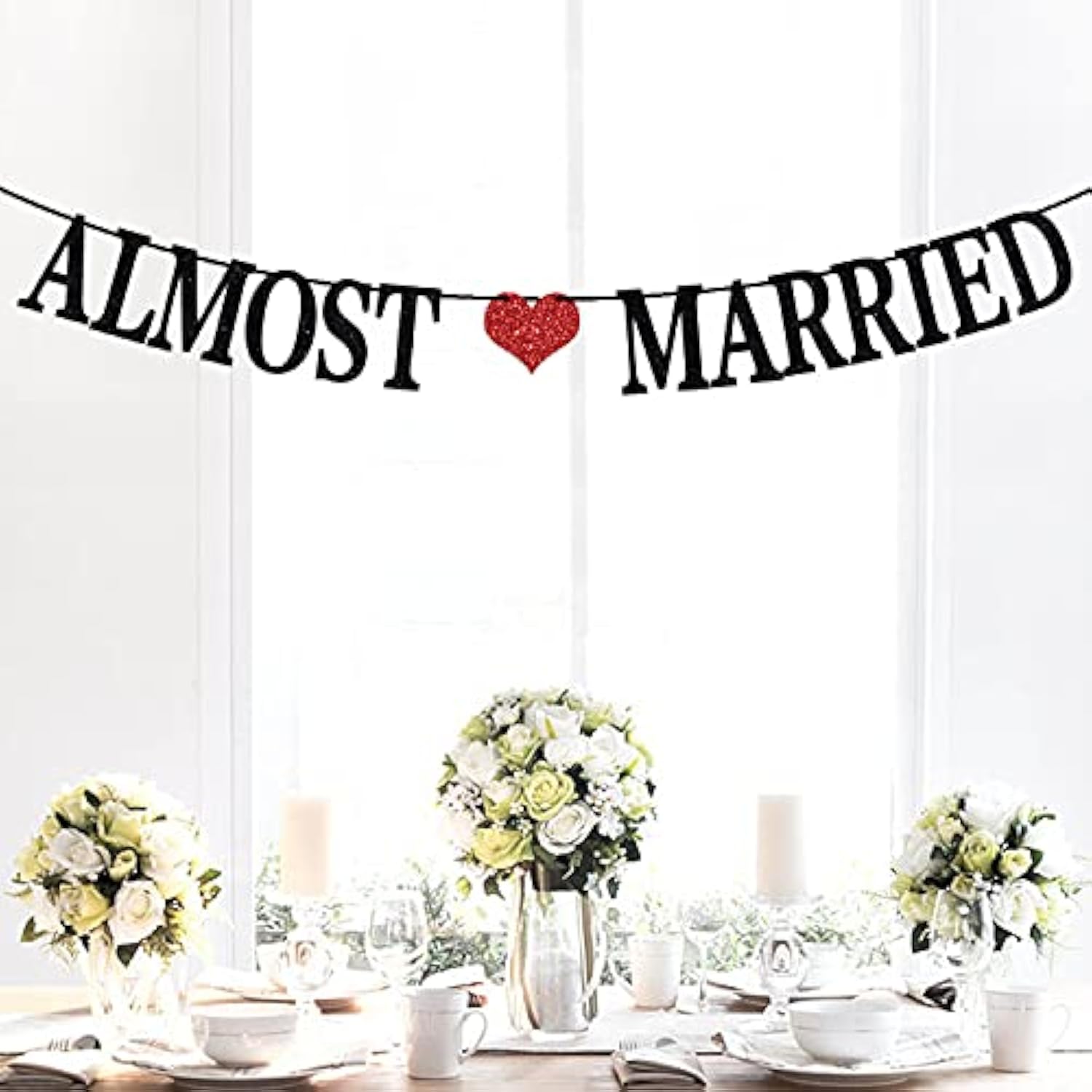 Almost Married Banner - Bridal Shower/Wedding Bunting Backdrops - Enga
