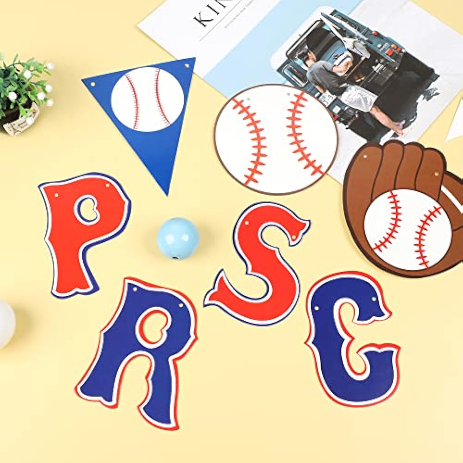 Baseball Party Banner Set – 5 Sports-Themed Garlands & Pennant Flags for Kids' Birthday Decor