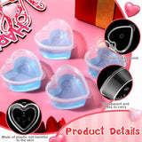 72 Pcs 2.4 Oz Valentine‘S Day Heart Shaped Containers Plastic Box With Lids Reusable Small Portion Cups Condiment Storage Container Clear Transparent Cup For Food Diy Liquid Foam Ball Soft Clay