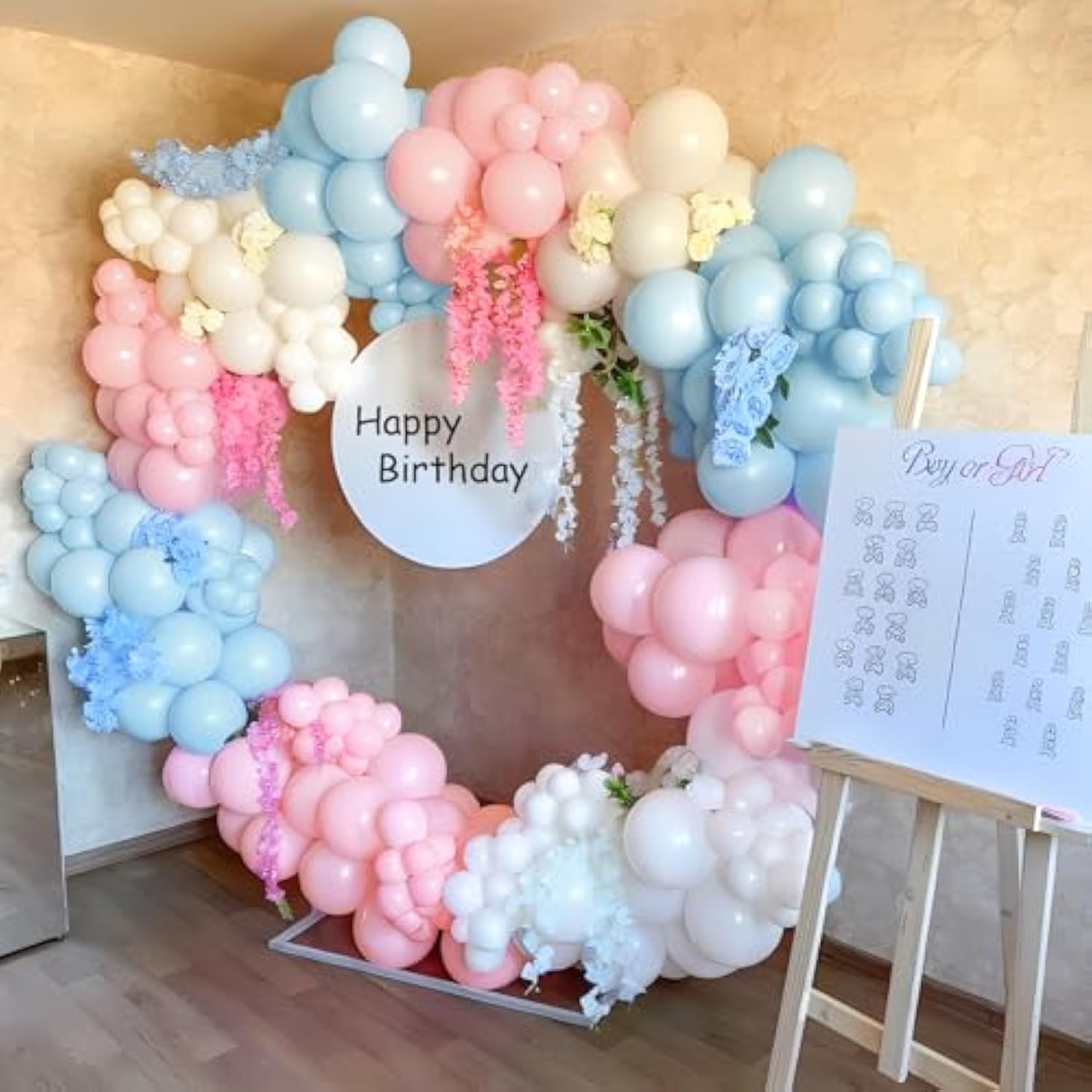 Pink & Blue Balloon Garland Kit: 120pcs Gender Reveal Arch