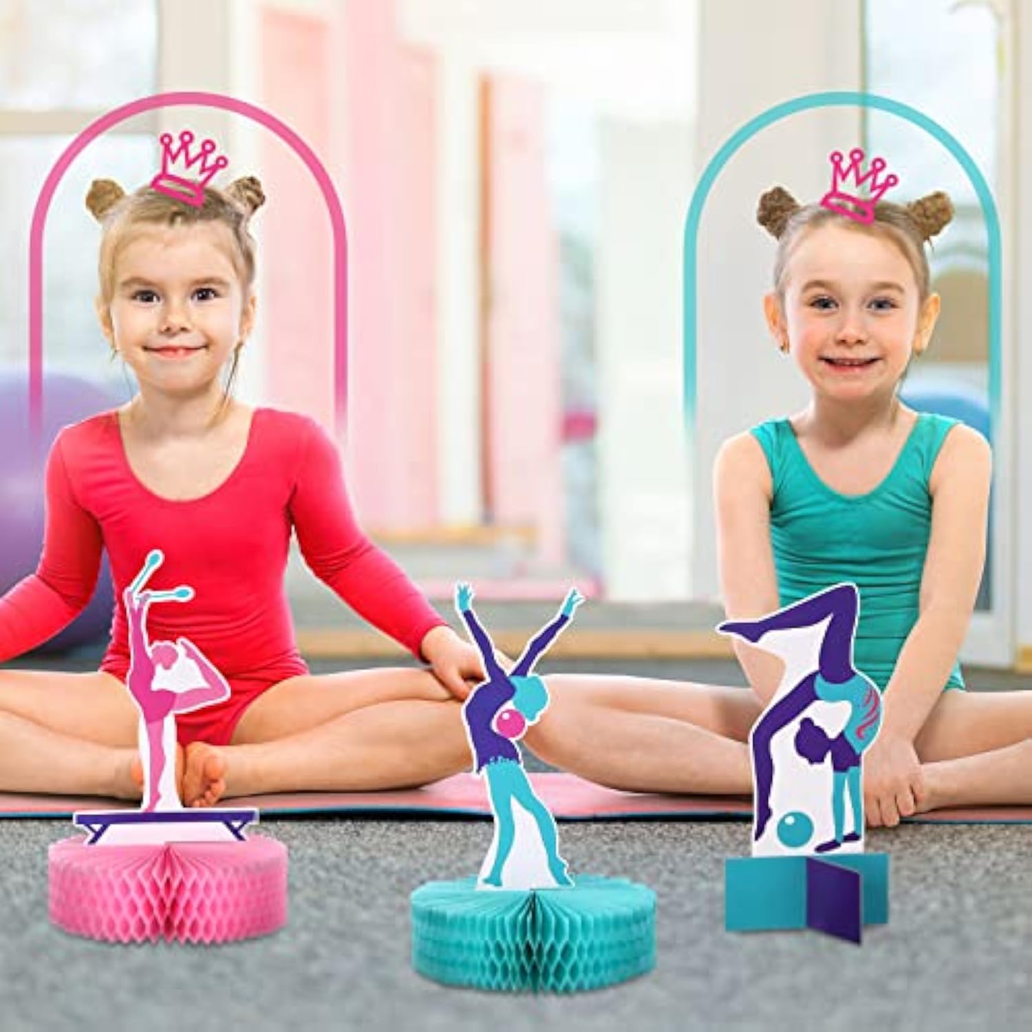 9 Pcs Gymnastics Honeycomb Centerpieces Gymnastics Party Decoration Gi