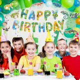 Reptile Birthday Party Decorations Reptile Swamp Happy Birthday Banner And 15 Pcs Hanging Swirls Safari Animals Lizard Snake Alligator Turtle Party Favors Supplies